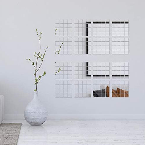 50 Pieces Mini Size Acrylic Square Mirror Adhesive Small Square Mirror Craft Mirror Tiles for Crafts and DIY Projects Supplies (3 Inches)...
