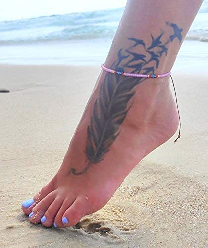Beaded Anklet for Women, Boho Bohemian Native American Style, Unique Waterproof Pink Colorful Hippie Beach Anklet, Handmade by Tribes (S-M)...