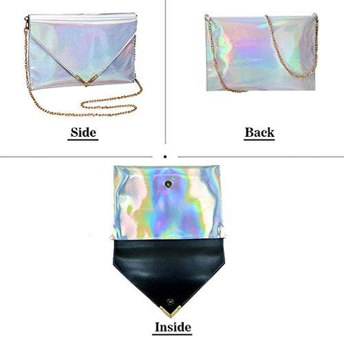 Shoulder Bag Fashion Women Holographic Envelope Clutch Handbag Chain Crossbody Bag Tote Purse...