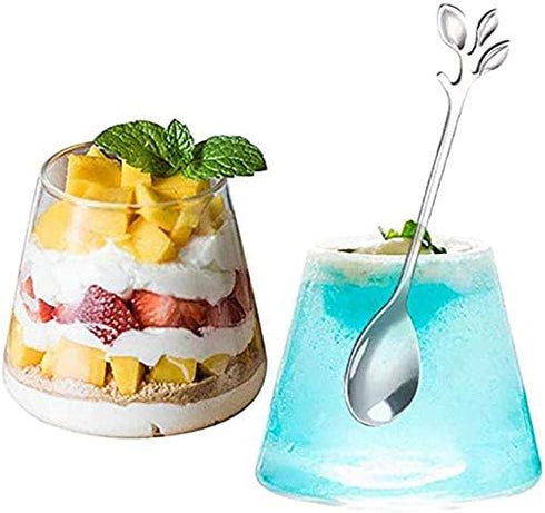 Stainless Steel Leaf Coffee Spoon, SZBAIDEKJ 10 Pcs Creative Tableware Dessert Spoons, Stirring, Mixing, Sugar, Stir, Ice Cream Teaspoon Set (Silv...