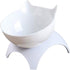 Cat Elevated Bowl with Raised Stand, 15 Degree Tilted Design Neck Guard Stand Raised Pet Food Water Feeder Bowl for Cats or Small Dogs (Single Whi...