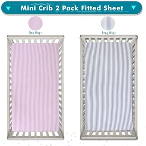 100% Cotton Jersey Knitted Mini crib sheets for Boys and Toddler, Soft and Breathable, crib sheets girl Snug Fit, Machine Washable, Multiple Color...