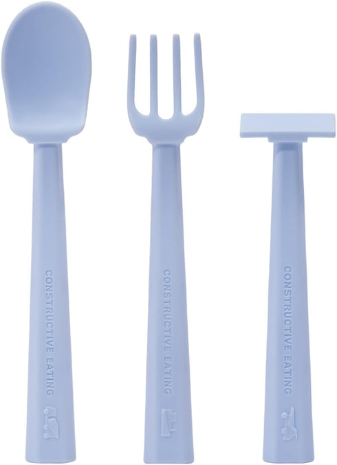 Constructive Eating Training Utensils - Made in USA - Blueprint Blue - Construction...