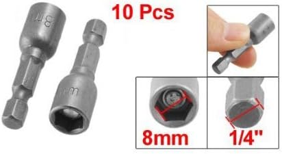 Hex Magnetic Power 8mm 5/16 Socket Adapter Drill Bit Nut Driver Set 1/4 inch Hex for Power Tools, 10-Piece...