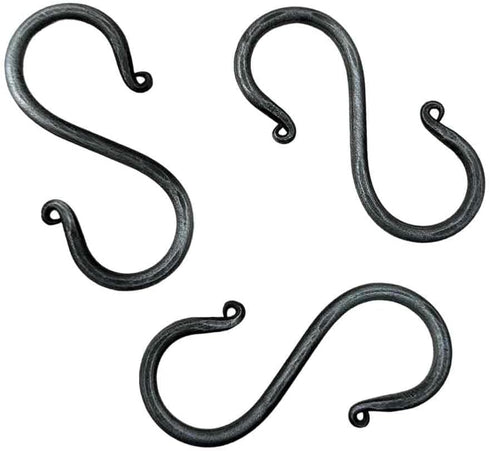 S Hook Hand Forged Metal S Hook Set of 3 Pcs Wrought Iron Handmade S Hook Heavy Duty 3.50 Inches S Hook for Hanging Plants, Pots, Coffee Mugs, Cur...