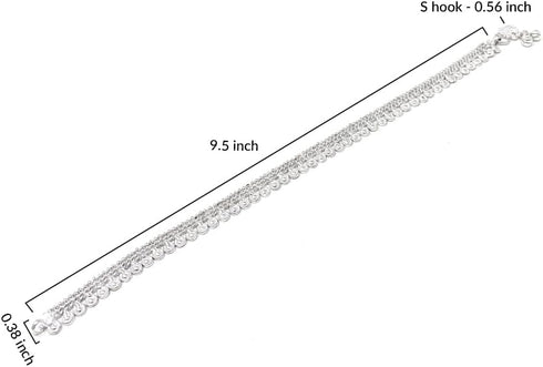 Traditional Indian Style Silver Curved Edge Payal Bell Anklet Pair Set For Women - Beach Party Dance Wedding...