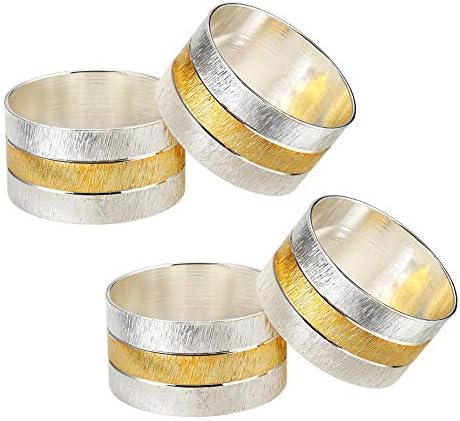 Accmor Napkin Rings, Metal Gold Round Napkin Rings Buckles for Table Decorations, Wedding, Dinner, Party, Set of 4...