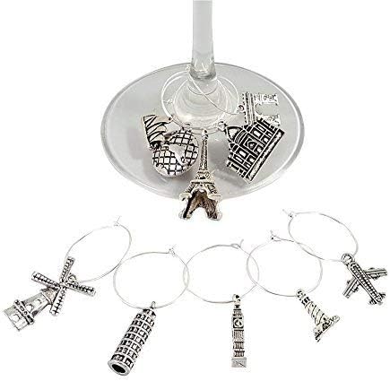 Two Gorgeous Wine Charm Sets – 18 Pieces Total, Wine Lover and World Traveler Themes...
