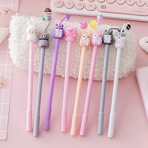 Cartoon Animal Pens Ink Pens Gel Pen Writing Pens Neutral Pens School Office Supplies Kids Gifts 0.38mm Ball Point Color cat Pens, pink rabbit Pen...