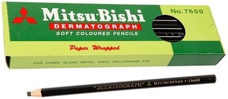 Mitsubishi Dermatograph 12 Black Pencils/box...