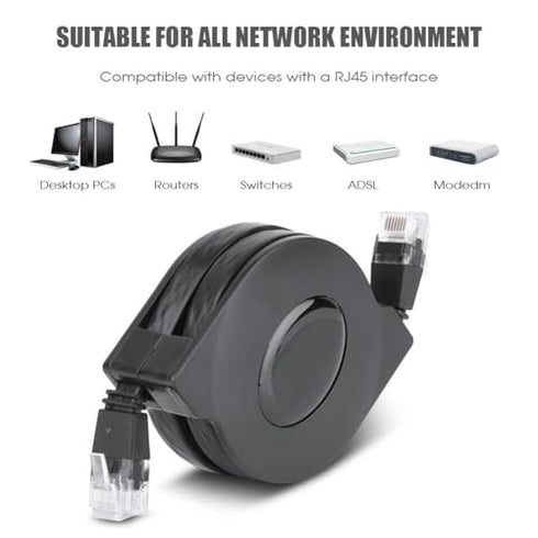 Zerone CAT 6 Ethernet Cable, Flat Internet Network Patch Cord Shielded Ethernet Cord Retractable CAT6 LAN Cable with RJ45 for Modem Router Gaming(...