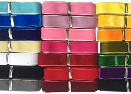 Chenkou Craft 20 Yards 5/8" 15mm Velvet Ribbon Lots Bulk (Multicolored, 5/8"(15mm))...