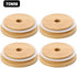 TOUSHI 4Pcs Regular Mouth Bamboo Mason Jar Lids with Straw Hole Reusable Bamboo Caps Leak-Proof Glass Canning Drinking Storage Jars Lid Covers (70...
