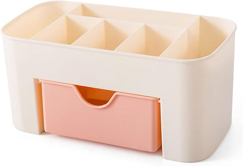 Makeup Desk Organizer Storage Box with 1 Drawer, Bathroom Countertop Organizer for Cosmetics, Dresser Storage Vanity Box for Lipstick, Brushes, Lo...