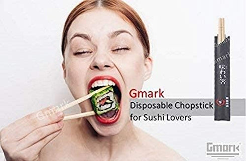 Disposable Chopsticks Pack of 100 Pair, 9" Japanese Style Sleeved Sushi Chopsticks by Gmark GM1038...