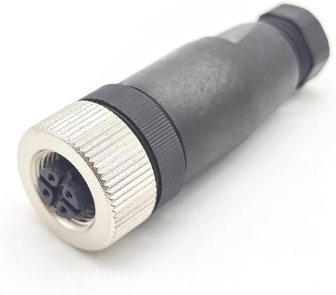 M12 Field Wireable Connector 4 Pin Straight Cable Mount Aviation Plug Waterproof IP67 Industrial Circular Sensor Connector (Female, D Code)...