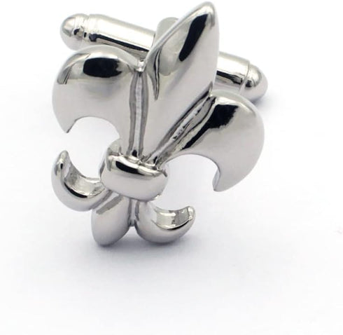 Fleur De Lis Cufflink and Tie Bar/Clip Set (Silver)...