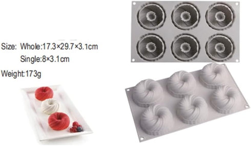 6 Cavity Swirl Shapes Silicone Cake Mold Form Chocolate Cookies Pudding Ice Cream Trays Pastry Baking Tools Bakeware Pan...