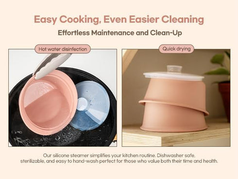 MOMOBIN Microwave Silicone Steamer for Baby Food, Dishwasher & Oven Safe to 482°F, Easy Clean, Korea Made (Creme Brulee, 27.1oz (800ml))...