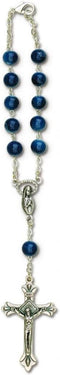 One Decade Auto Rosary for Rear View Mirror (Blue Imitation Marble Glass)...
