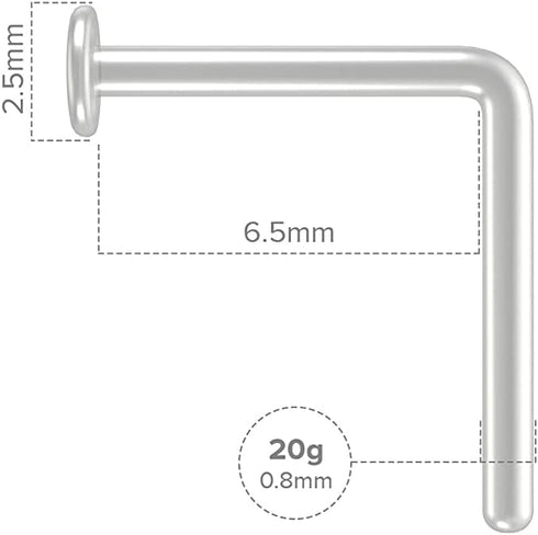 20g Clear Nose Studs - Bioflex L-Shaped Nose Retainers - Clear Nose Rings For Work - Small & Flexible Nostril Stud Piercing...