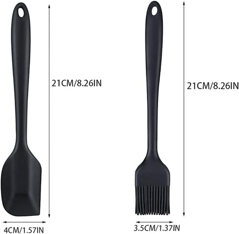 2 Pcs Silicone Spatula Non Stick Silicone Spatula Spoon Brush Kitchen Gadget Set for Cooking Baking and Mixing (Black)...