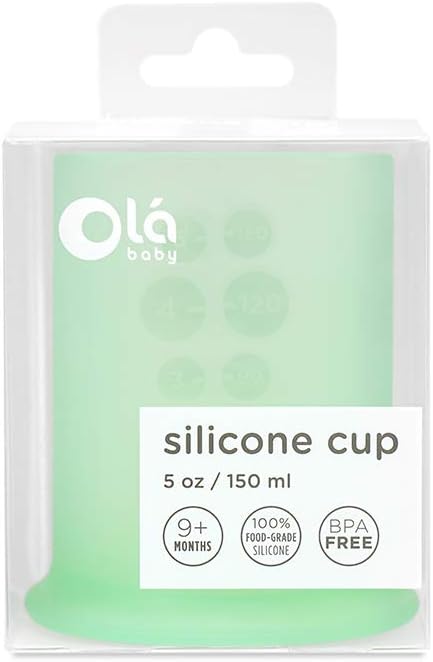 Olababy Silicone Training Cup | Water Drinking Cup For Babies | 6+ Mo Infant To 12-18 Months Toddler | Transition To Sippy Cup For Kids & Smoothie...