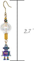 Steampunk Asymmetrical Industrial Robot Mismatched Glass Ball Dangle Earrings for Women Jewelry...