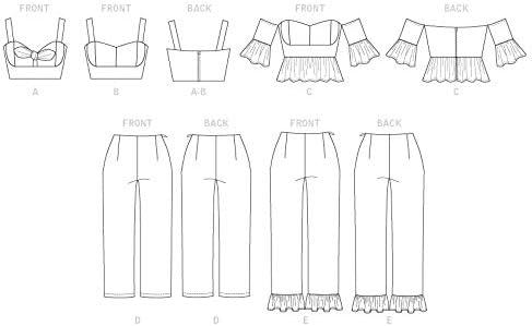 McCall's Patterns McCall's Women's Pants, Crop Tank, Shoulder Top, Sizes 6-14 Sewing Pattern, White...