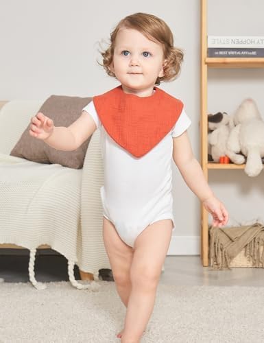Muslin Baby Bibs Bandana Drool Bibs 100% Cotton Absorbent Soft Reversible 3-Pack Set for Feeding?Teething Solid Color for Girls...