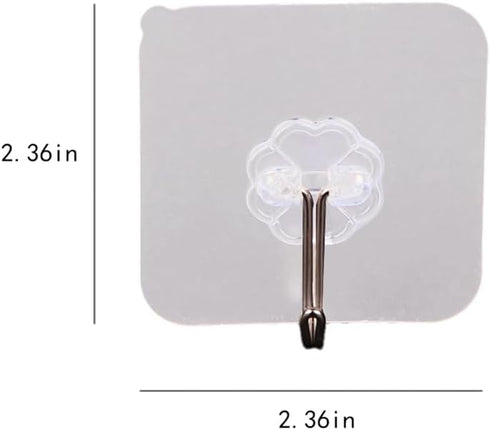 Wall Hooks for Hanging 33lb(Max),Heavy Duty Self Adhesive Hooks 12 Pack Transparent Waterproof Sticky Hooks for Keys Bathroom Shower Outdoor Kitch...