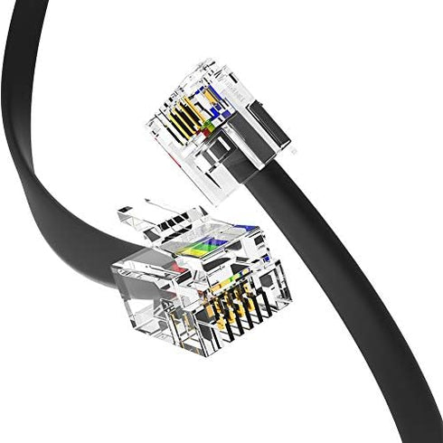 (2 Pack) 6 Inch Telephone Cord, Professional Grade Made in USA, 6P4C Male RJ11 Plugs with 50 Micron Gold Contacts, Pure Copper Wire Phone Line Cab...