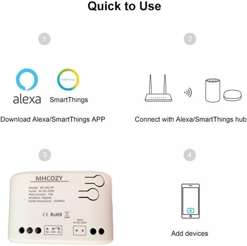 1 Channel Zigbee AC85-250V ZigBee Smart Relay Switch,Adjustable Selflock and Momentary Working Mode,Works with Tuya Gateway......