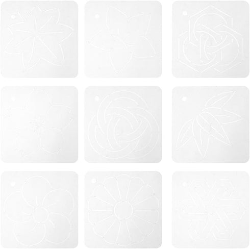 9Pcs Semi-Transparent Quilting Rulers and Templates Patchwork Tools,Embroidered Template Handmade Sewing Tool Pattern...