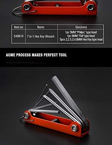 Edward Tools Folding Allen Wrench Set with Phillips and Flathead Screwdriver - Metric Hex Key Wrench Sizes - Heavy Duty Chrome Vanadium Steel - Co...