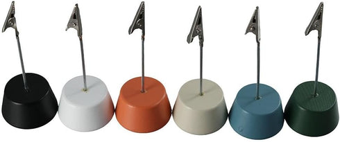 6PCS Wood Base Metal Clips Card Note Holder, Memo Clips Photo Picture Stand Holder, Wedding Table Number Holder, Stands Office Desk Organizer...