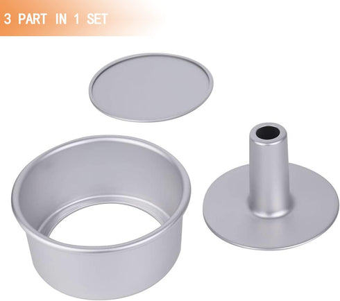 6 Inch Angel Food Cake Pan with Removable Bottom, Aluminum Round Tube Pan Chiffon Cake Mold Baking Tin...