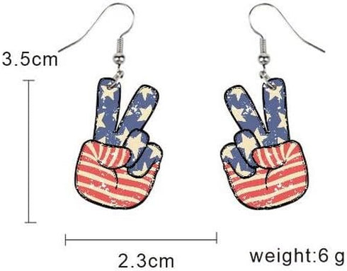 9 Pairs 4th of July Patriotic Earrings Set Cute Gnome Heart Star American Flags Animals Independence Day Acrylic Drop Dangle Earrings Memorial Day...