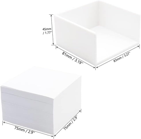 White Non Sticky Notes 3 x 3 Inch Note Memo Pads Blank Loose Paper with Acrylic White Stick Note Holder for Office, Home, School Supply (500 Sheet...
