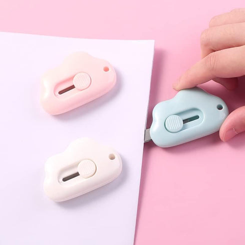 Jewelry Making Supplies LRESJJIUJ 3 cloud shaped mini art and art knives, box cutters, retractable and portable, suitable for cutting envelopes, m...