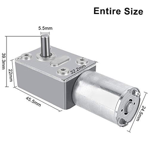 DC 12V Speed Reducing Gear Motor Reversible High Torque 12V Worm Gear Motor Female Shaft High Torque Turbo Worm Gear Box Reduction Electric Motor(...