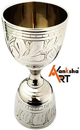 Electro Plated Nickel Silver with Chrome Finish Peg Measure Jigger, Shot Glass, Cup, 1 oz / 2 oz WITH ALLURING ENGRAVING...