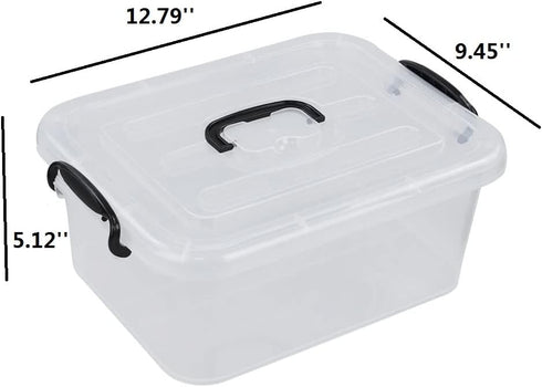 8 Liter Plastic Storage Box, 2-Pack Clear Storage Bins with Handles...