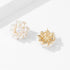 Round Flower Shell Pearl Stud Earrings for Women Girls 925 Sterling Silver Post Pin 14K Gold Plated Dainty White Hydrangea Clover Cluster Leaf Blo...
