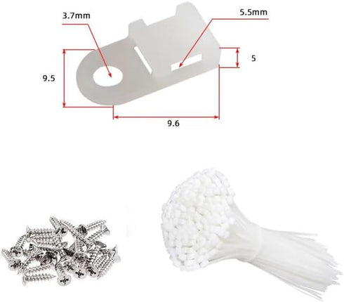 120 Set Cable Zip Tie Mounts Kit with 6" Zip Ties, White Cable Tie Base and Tapping Screw - Wire Cable Clips Organizer Holders Clamps....