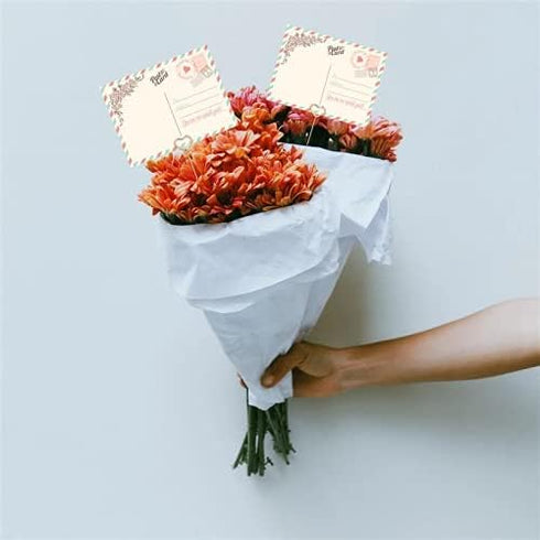 Tinsow 30 Pcs Metal Floral Place Card Holder, 13.4 Inch Heart Shape Flower Picks Clip for Floral Arrangement, Golden Gift Card Holder for Wedding ...