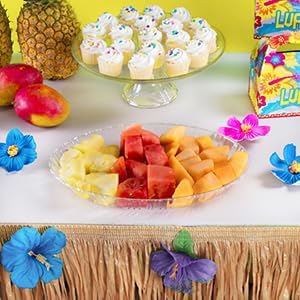 Luau Grass Table Skirt Natural Hawaiian Table Skirt Tropical Party Decorations 9 Feet x 29.5 Inch (Brown)...