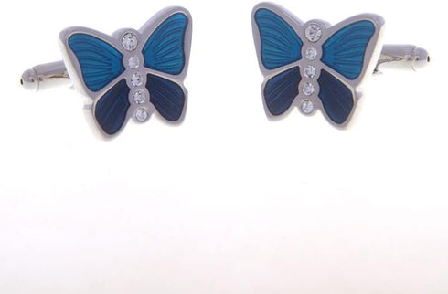 Butterfly Blue with Crystals Cufflinks in a Presentation Gift Box with a Polishing Cloth...