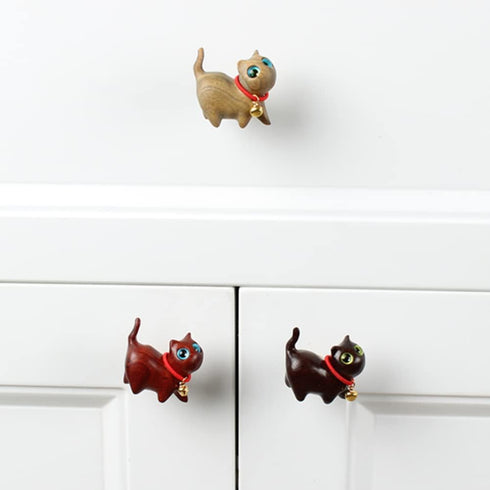 Wood Furniture Knobs Cat Shaped Brass Interior Drawer Knob Dresser Furniture Pulls Drawers Unfinished Cabinet Pulls Handles Hardware for Wardrobe ...