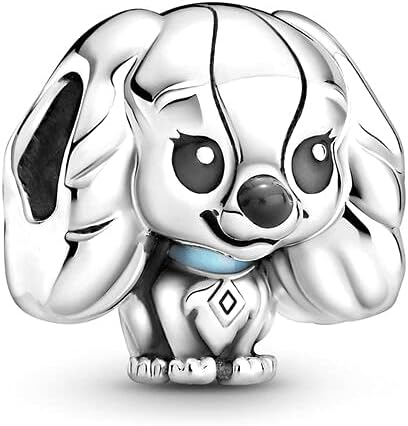 Lady And The Tramp Charms 925 Sterling Silver Lovely Dog with Enamel for Bracelets...